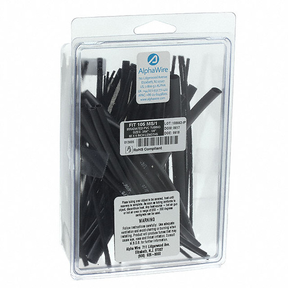 Alpha Wire F105MS/1 BK032 Heat Shrink Tubing 2:1 Pvc Bk | American Cable Assemblies